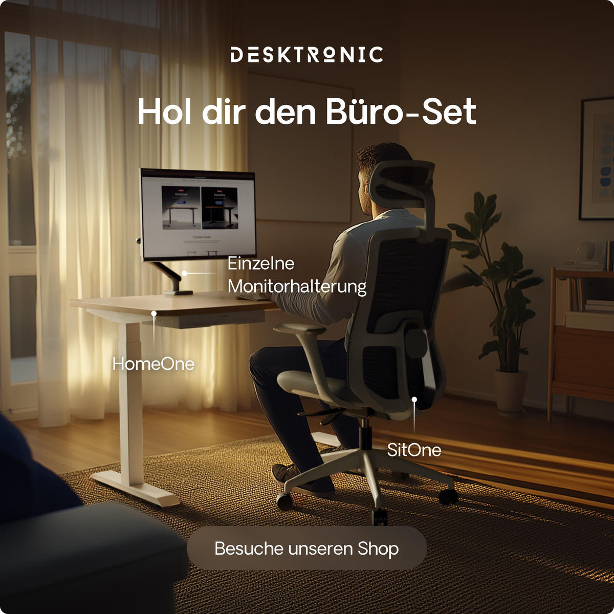 SCHREIBTISCH Elektrisch Höhenverstellbarer HomeOne 160x80cm Weiß/Eiche mit Memory-Funktion, Anti-Kollisions Technologie - Eichefarben/Weiß, Holzwerkstoff (80/160/72cm) - Desktronic