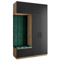 GARDEROBENSCHRANK REMA 150/240/60 cm Modern Garderobe-Set Eiche Wotan - Eiche Wotan/Schwarz, Holzwerkstoff (150/240/60cm) - MASSENO