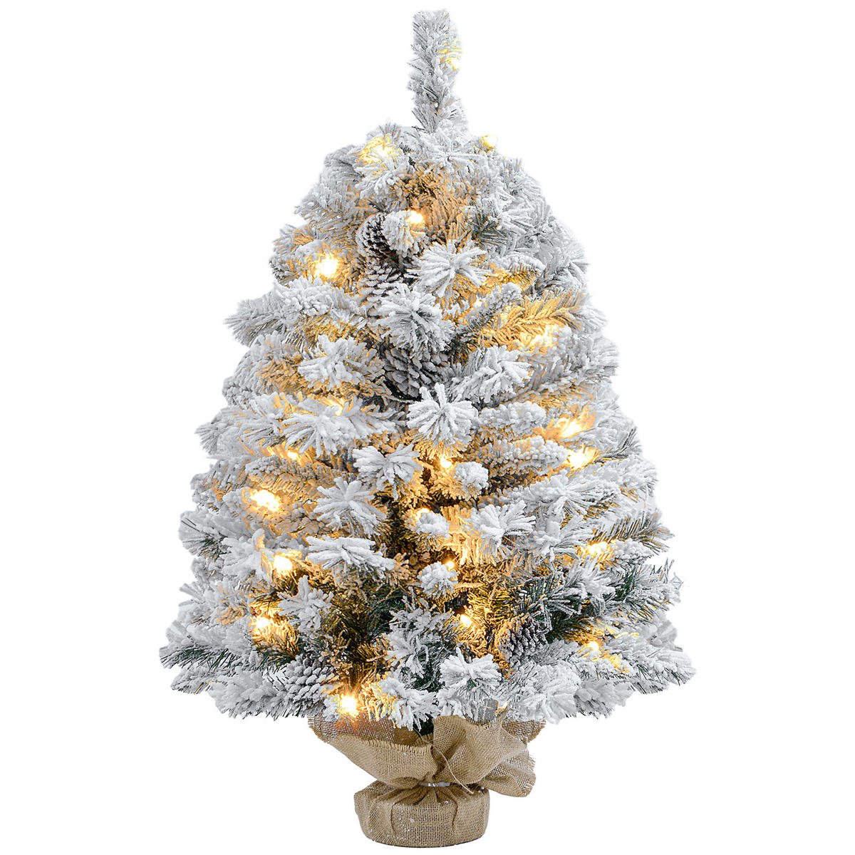 KÜNSTLICHER Weihnachtsbaum, 92 cm Christbaum mit 133 Spitzen LED-Lichterketten - Grün, Kunststoff/Metall (92cm) - HOMCOM