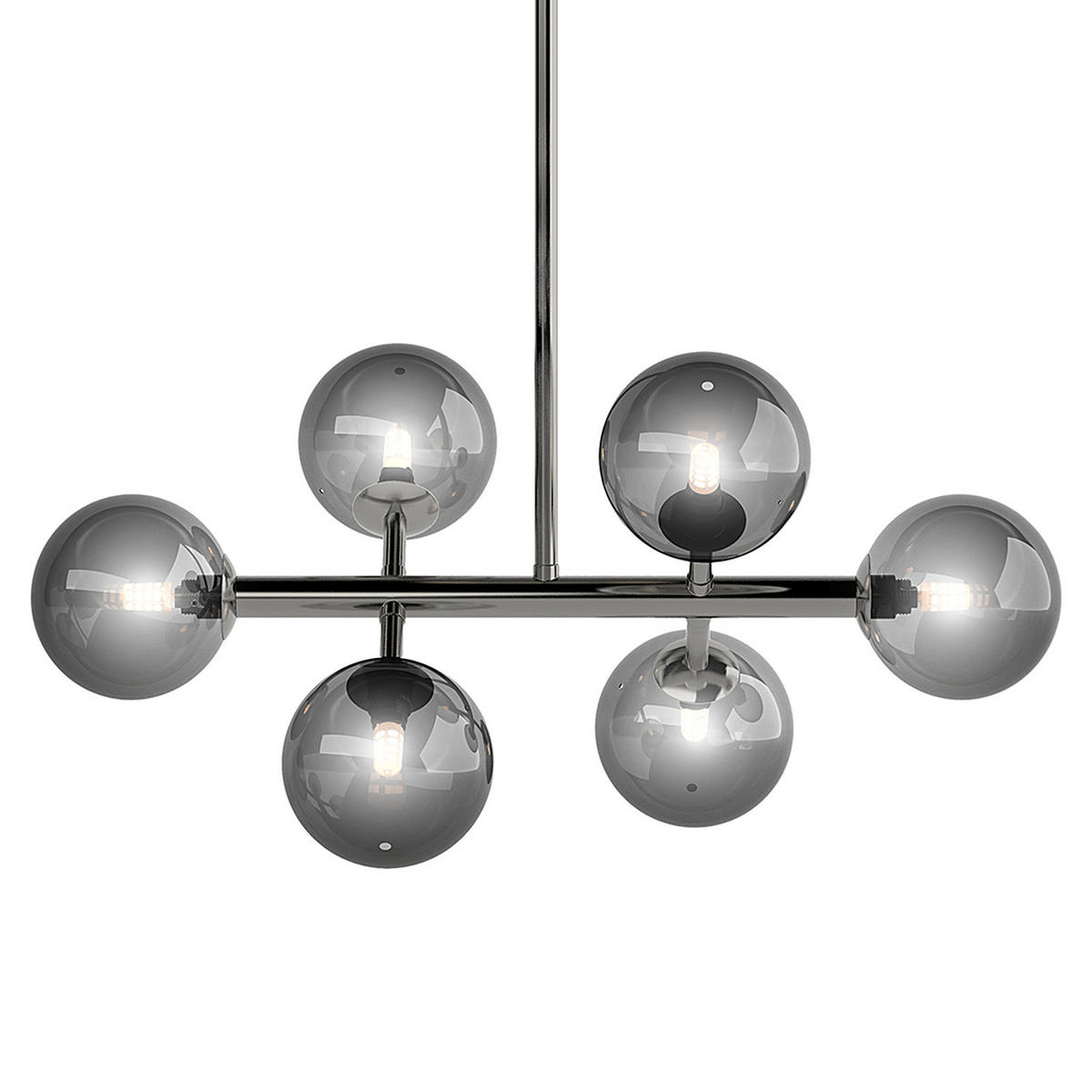 DECKENLEUCHTE - Metall / Glas - 6-flammig - Transparent/Grau, Glas/Metall (33/60/70cm) - home24
