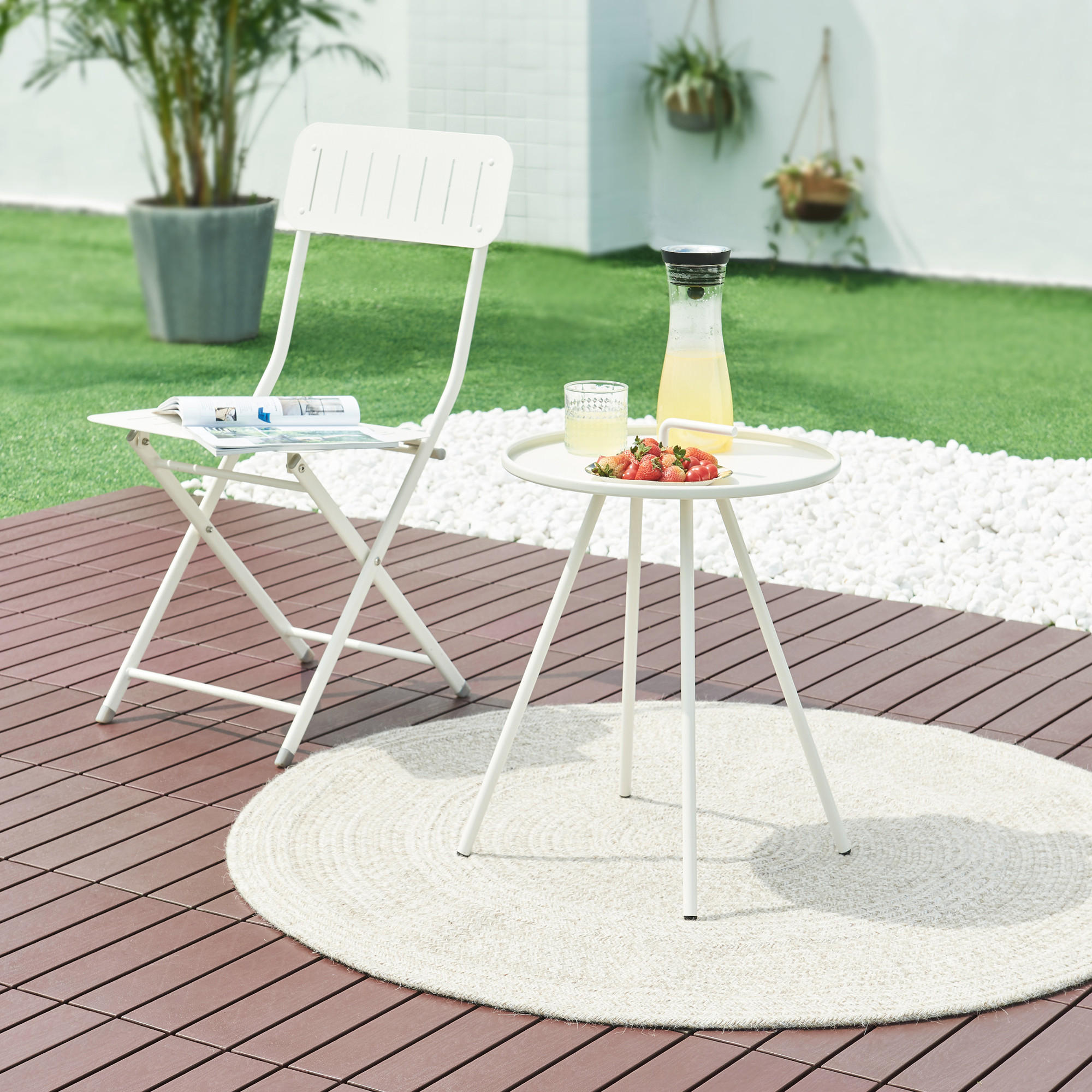 GARTEN-BEISTELLTISCH Fosen - Weiß, Metall (42/42/55cm) - [en.casa]