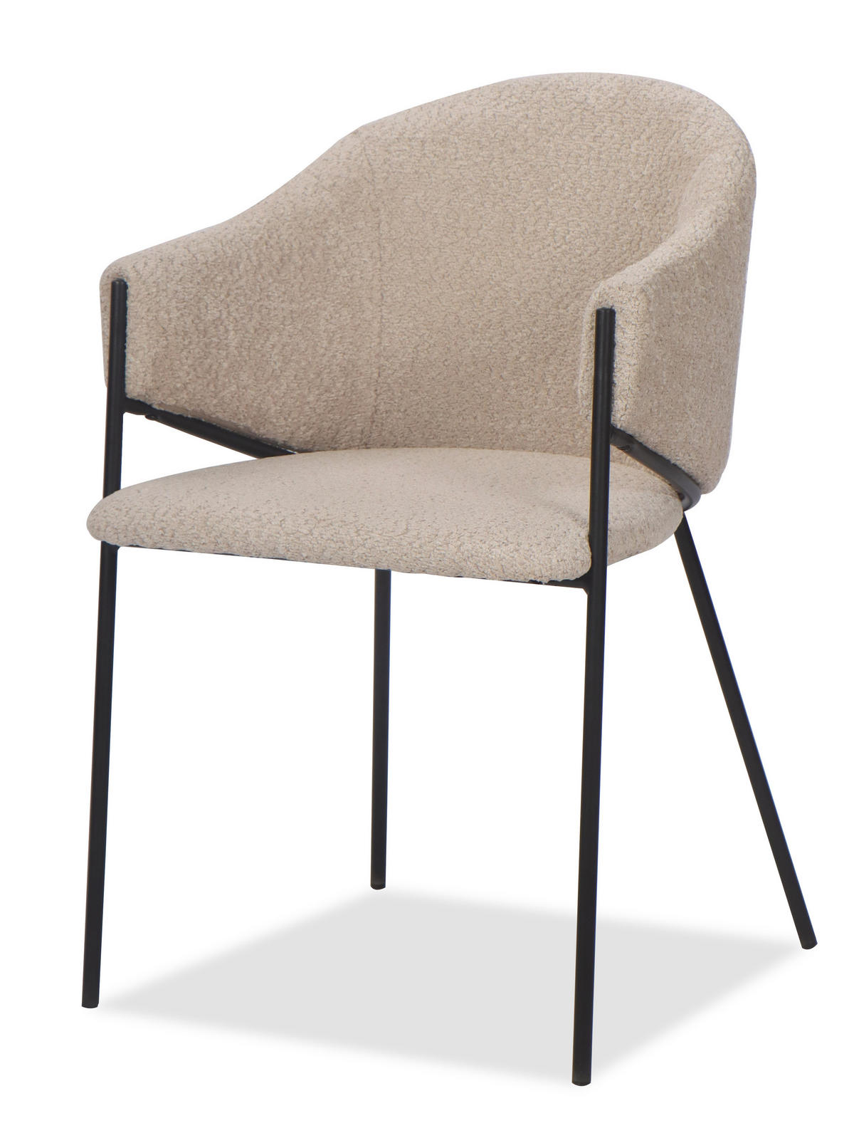 STUHL BUENO gespolsterter - beige - Glamour Chenille - Beige/Schwarz, Textil/Metall (55/83/56cm) - NEW HOME