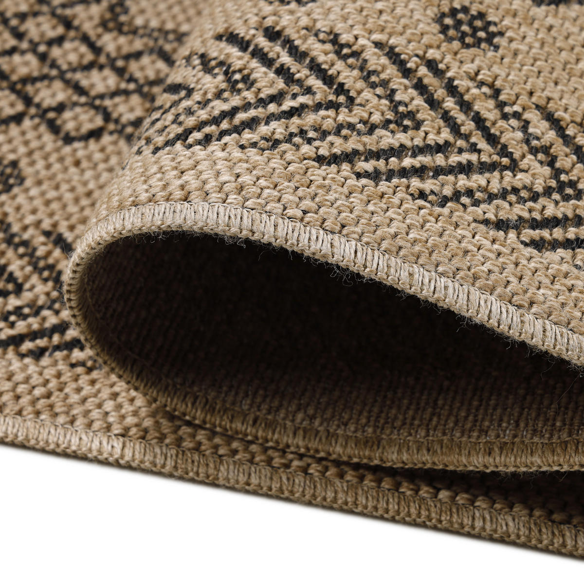 TEPPICH Outdoor Flachgewebe Vintage Polypropylen Terrasse Schwarz Rechteckig 120x170 - Schwarz, Textil (120/170cm) - KADIMA DESIGN