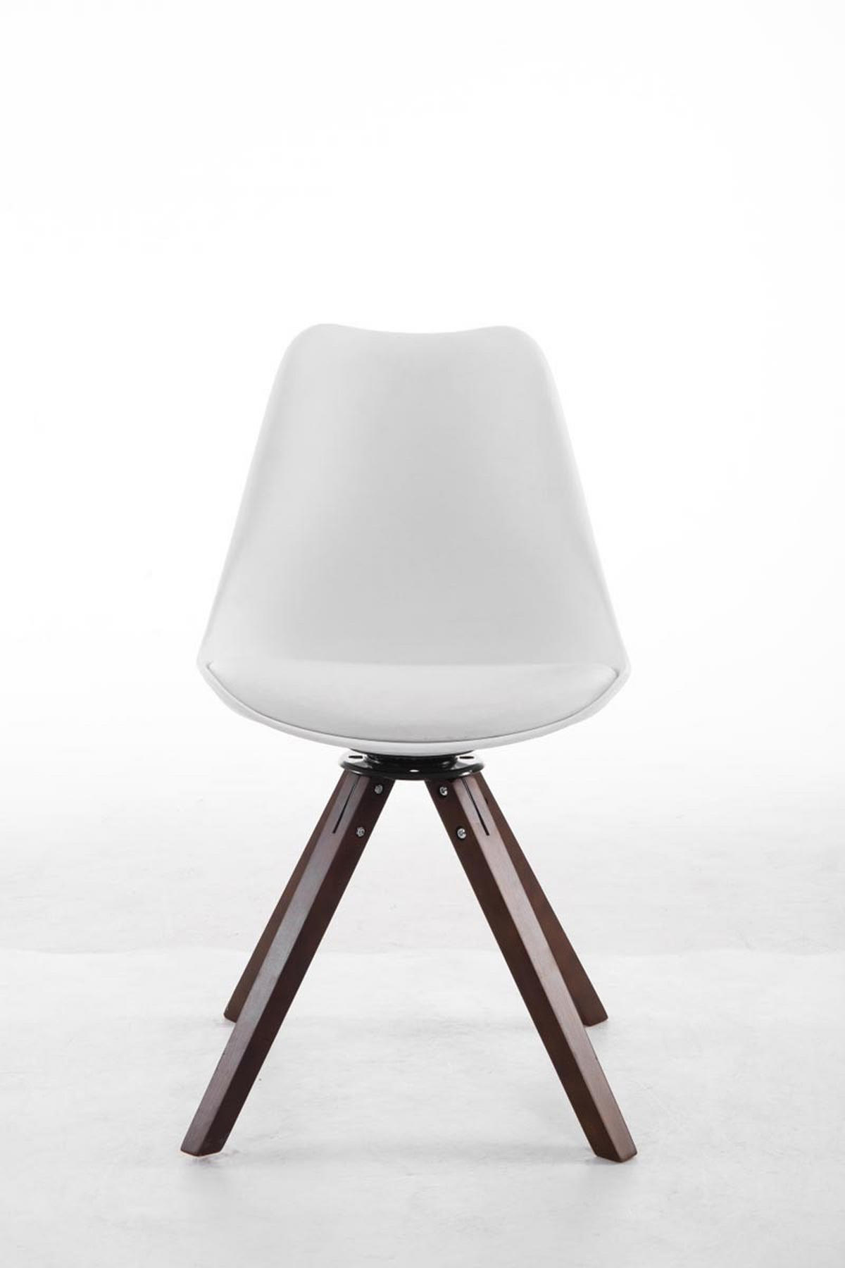 DREHSTUHL Lederlook weiß - Walnussfarben/Weiß, Holz/Textil (48/84/56cm) - CLP