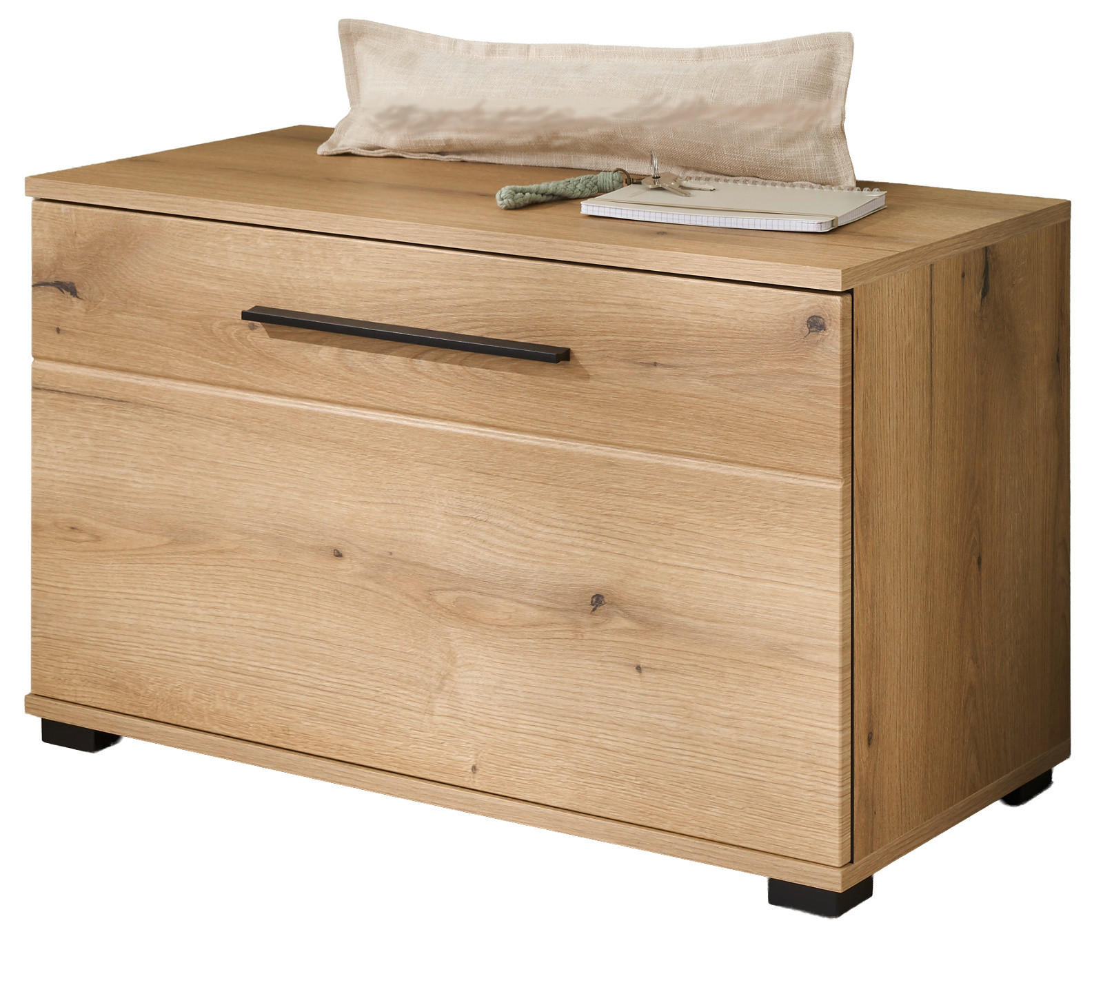 GARDEROBENBANK Evoke Eiche 80 cm, Sitzbank mit Stauraum - Eichefarben/Schwarz, Holzwerkstoff/Kunststoff (80/50/40cm) - Furn.Design