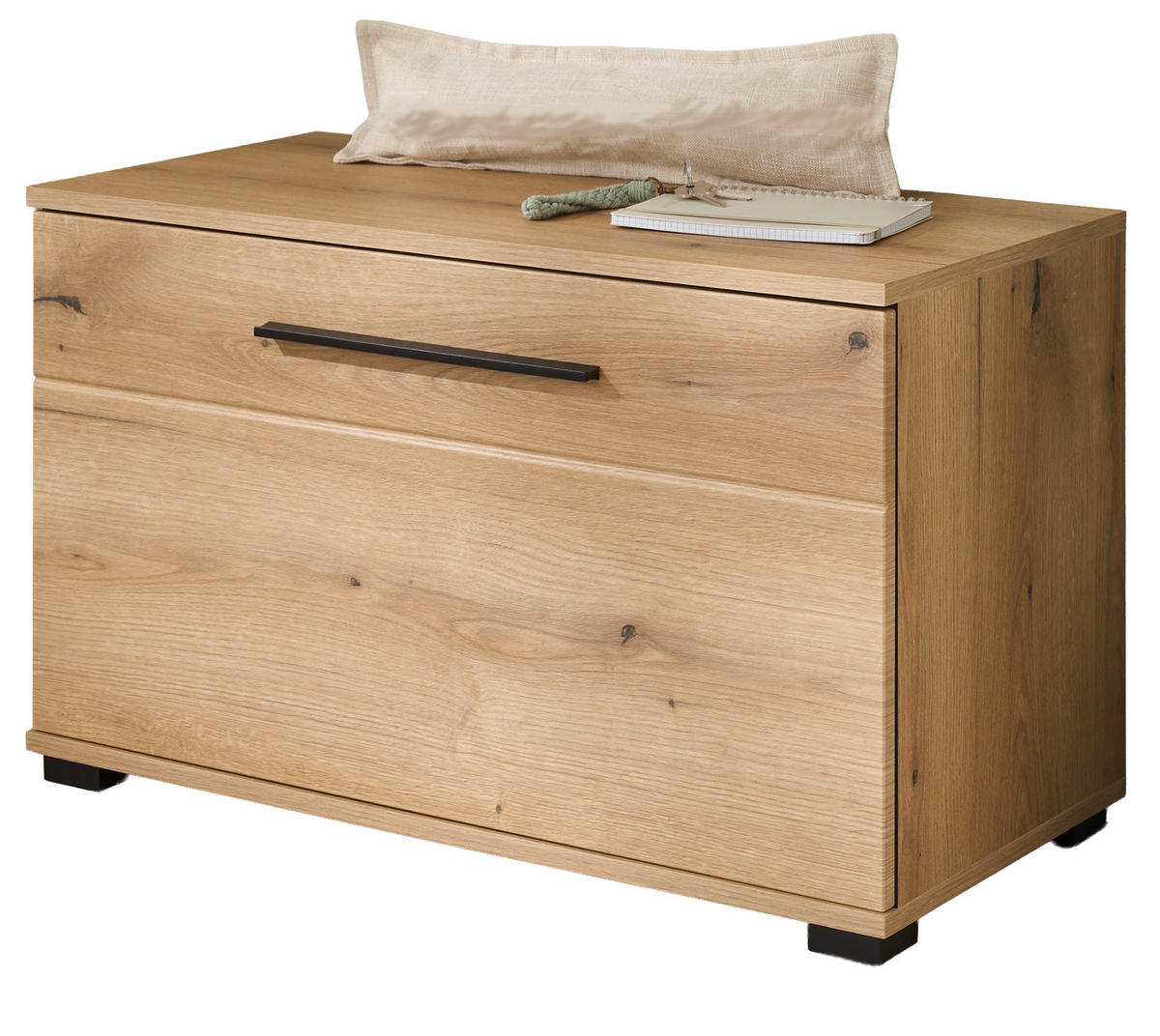 GARDEROBENBANK Evoke Eiche 80 cm, Sitzbank mit Stauraum - Eichefarben/Schwarz, Holzwerkstoff/Kunststoff (80/50/40cm) - Furn.Design