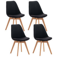 STUHL 4er Set Stoff schwarz - Eukalyptusholzfarben/Schwarz, Holz/Textil (49/83/50cm) - CLP