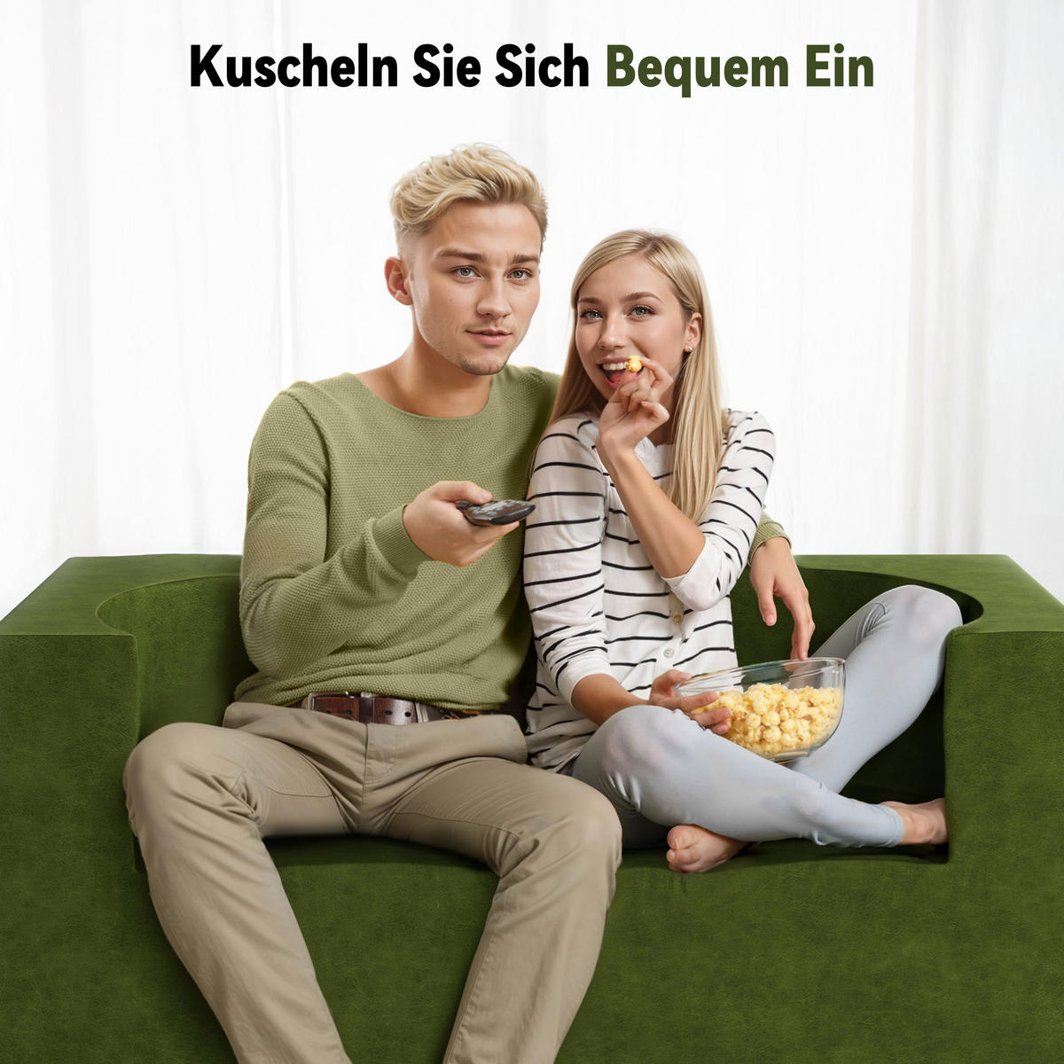SOFA Modulares Sofa Samt grün - Grün, Textil (70/68/70cm) - Vercart