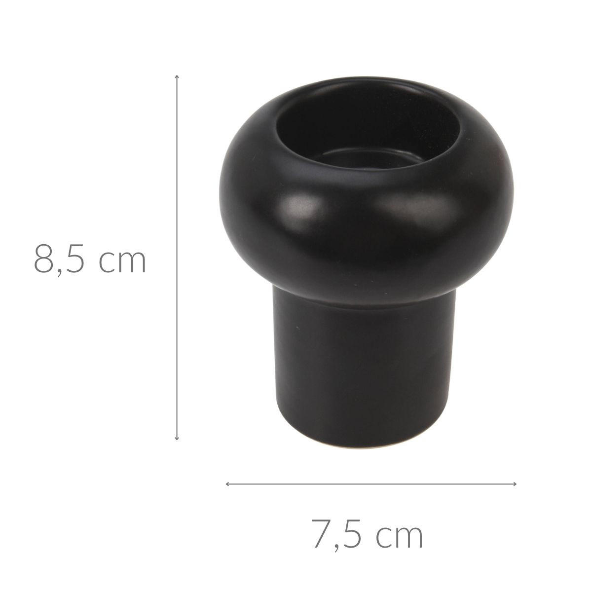 KERZENSTÄNDER Keramik 8,5 cm - Schwarz, Keramik (7.5/8.5/7.5cm) - Home Styling Collection