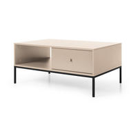 COUCHTISCH 100 mit Schublade Monti, Beige + Schwarz - Beige/Schwarz, Holz/Metall (68/104/46cm) - Emporius