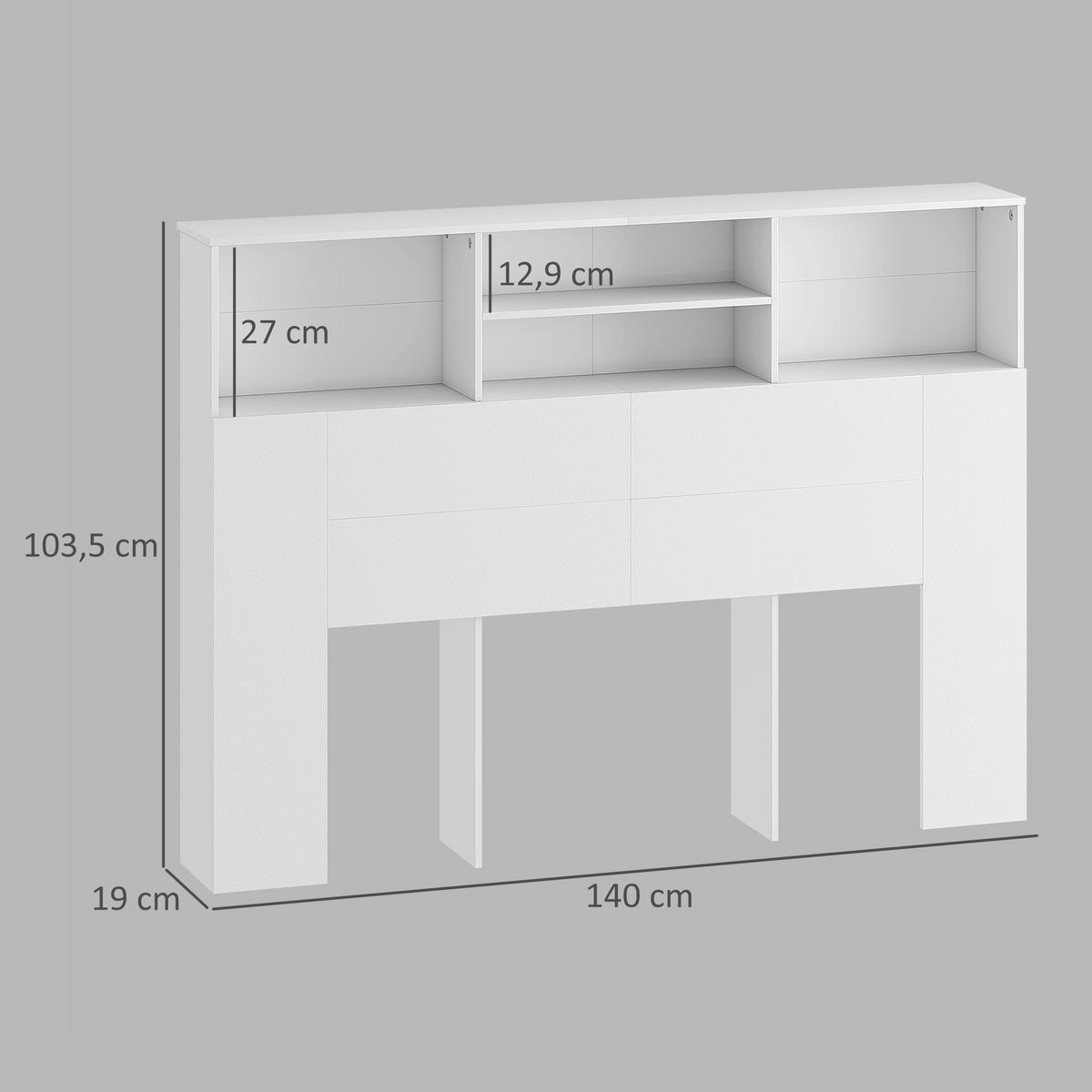 KOPFTEIL DE-18527 mit 4 offenen Fächern Weiß - Weiß, Holzwerkstoff (19/103.5/140cm) - ComfortXL
