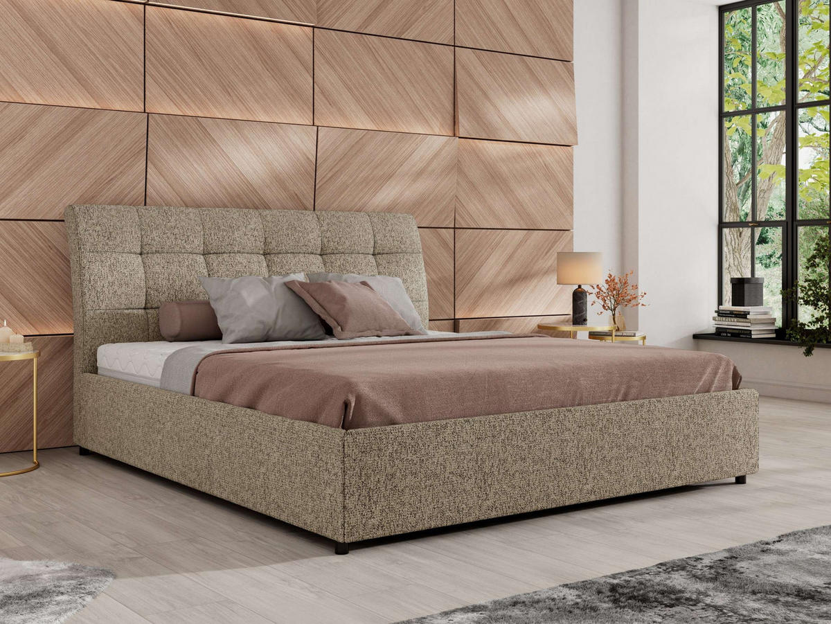 POLSTERBETT GALA CLASSIC 180/200 - Dunkelbeige Strukture - Pocket-Matratze - Taupe, Textil (180/200cm) - MKS