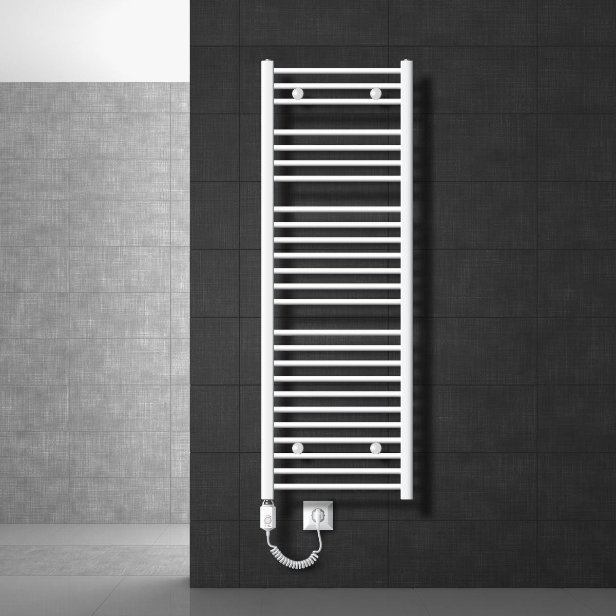 BADHEIZKÖRPER elektrisch Sahara 500x1500 mm Weiß gerade mit Heizstab 900W - Weiß, Metall (3/150/50cm) - LuxeBath