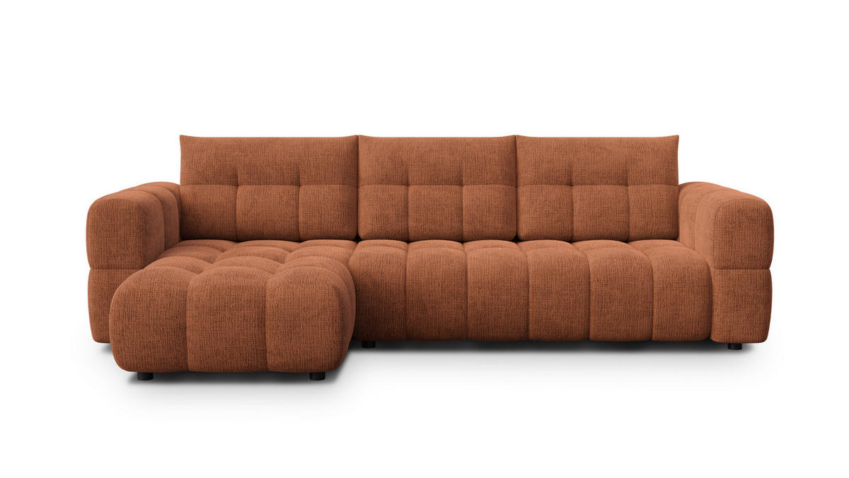 ECKSOFA CLOUDI 4-Sitzer links, rostrot - Schwarz/Orange, Holz/Textil (294/160cm) - Courtois Laville