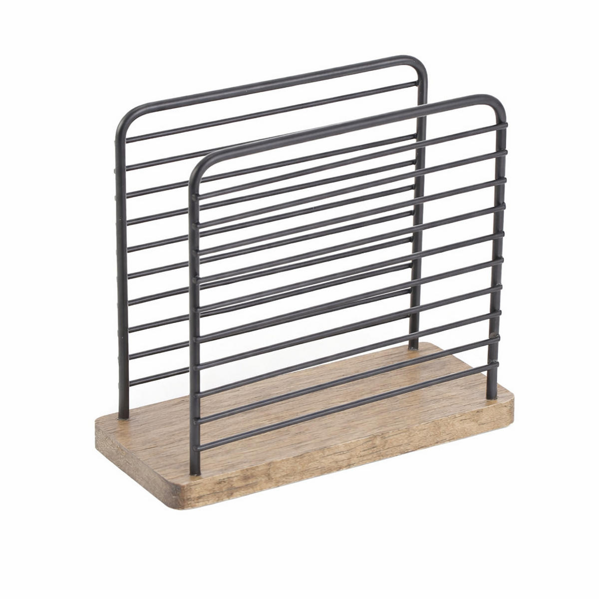 SERVIETTENHALTER Modern Schwarz Naturfarbe 14/6/12 cm Holz - Schwarz/Naturfarben, Holz/Metall (6/14cm) - Mondex