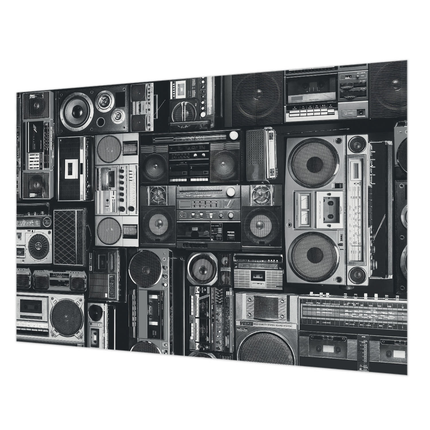 FOTOTAPETE 152x104 cm - Retro-Radio - Schwarz, Textil (152/104cm) - Wallfluent