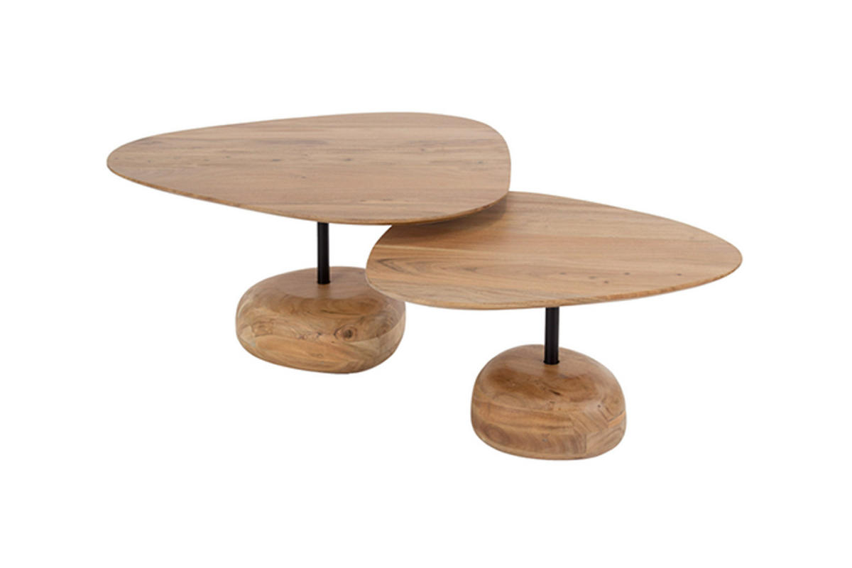 COUCHTISCH-SET EVI Braun Akazie - Braun, Akazienholz/Holz (84/78/40cm) - KAWOLA