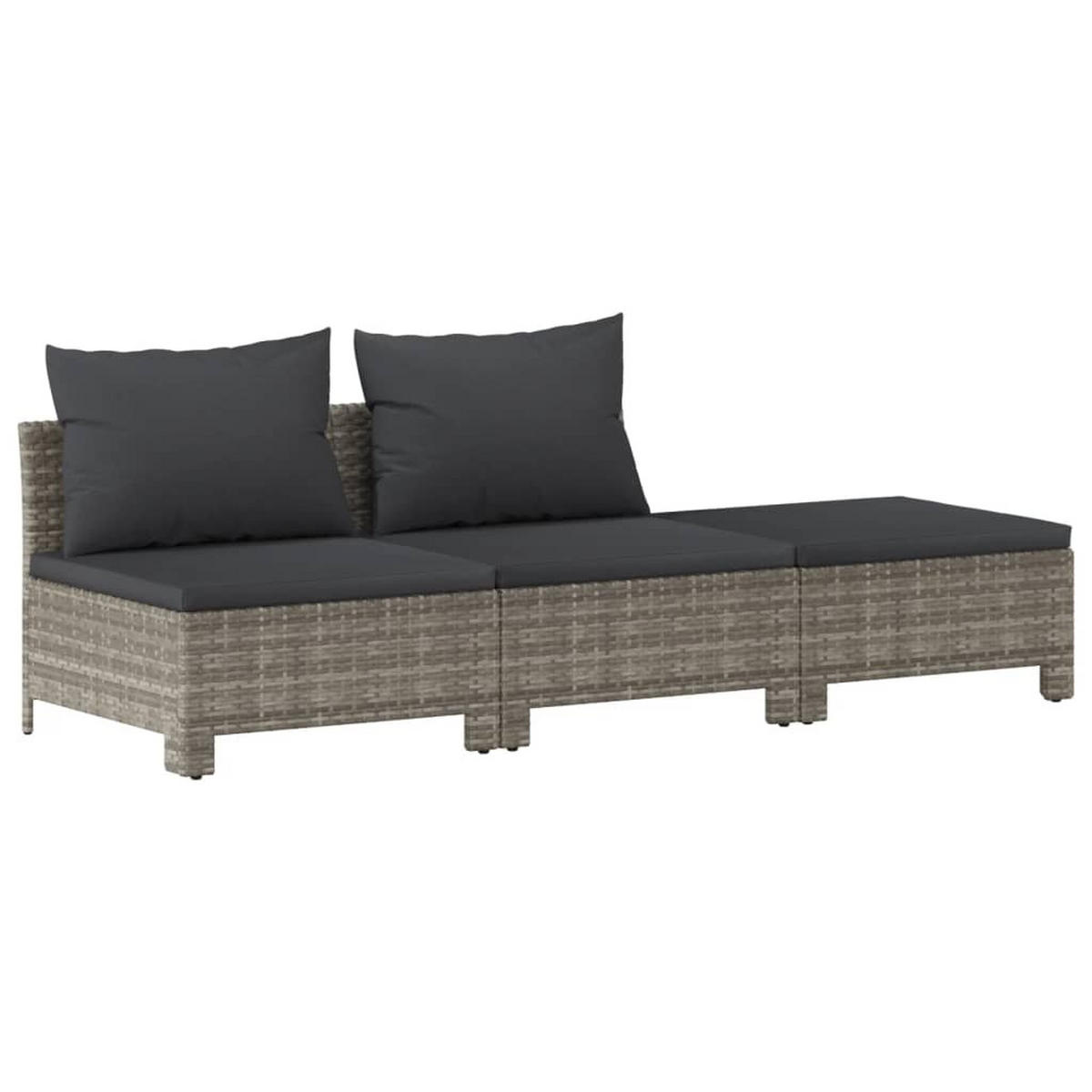 GARTEN-LOUNGE-SET 9-TLG. Mit Kissen Grau Poly Rattan - Grau, Kunststoff - vidaXL