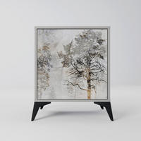 SIDEBOARD FADE IN THE TREES, Grau, 57,5x42x70,5 cm, Schwarze Metall-Sternfüße - Multicolor/Schwarz, Holzwerkstoff/Metall (57.5/70.5/42cm) - SpaceRebels