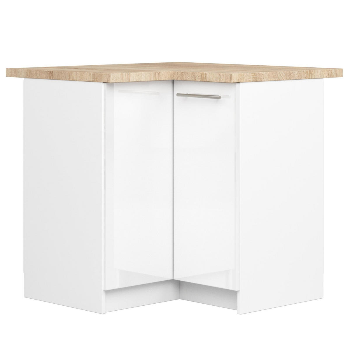 UNTERSCHRANK Weiß, Weiß Glanz 85/90/46 - Weiß Hochglanz/Weiß, Holzwerkstoff (90/85/46cm) - RAUMHIRSCH FURNITURE