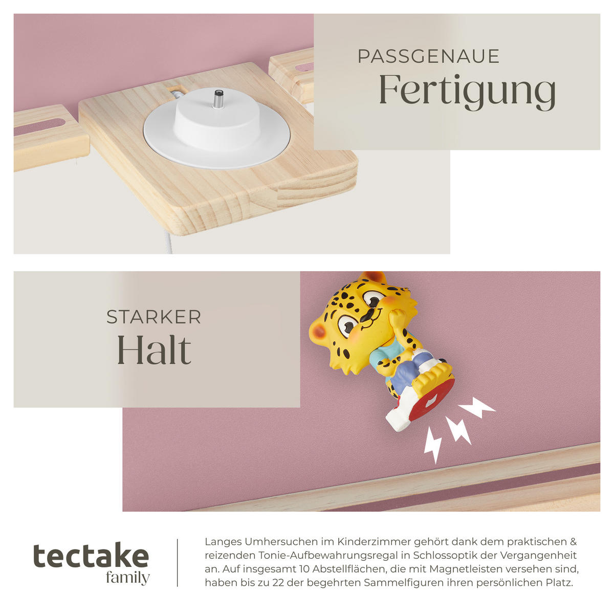 WANDREGAL Mylittlestory Princess Castle,59 x 15,5 x 58 cm, pink - Pink, Holz (59/58/15.5cm) - tectake