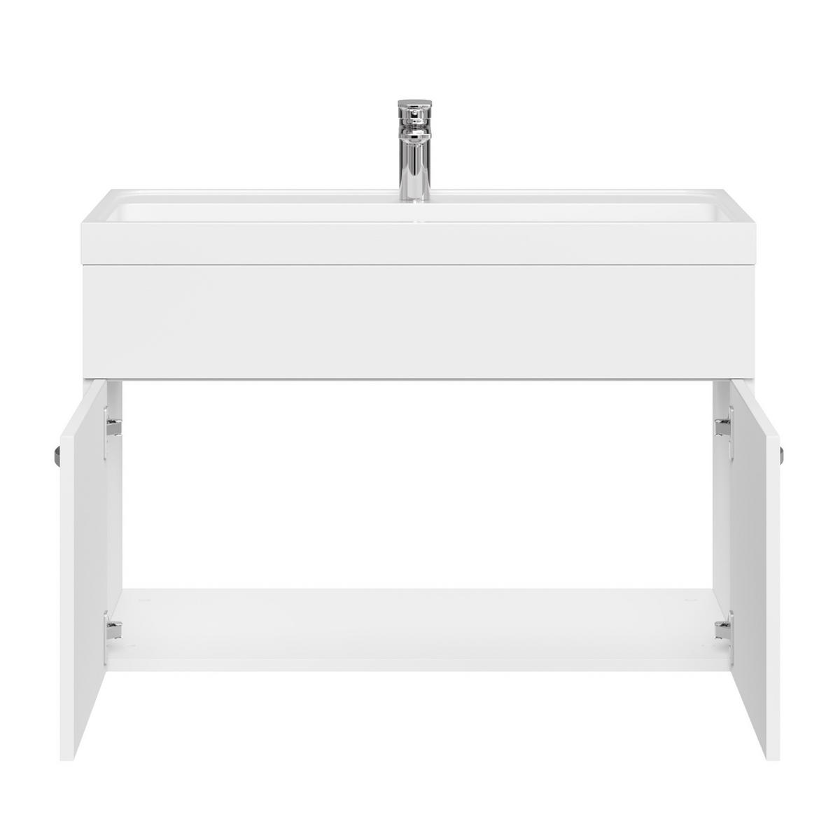 BADMÖBEL-SET Paso 2 Teile Weiß Hochglanz - 80 x 35 x 55 cm - Weiß, Holz (80/55/40cm) - Badplaats