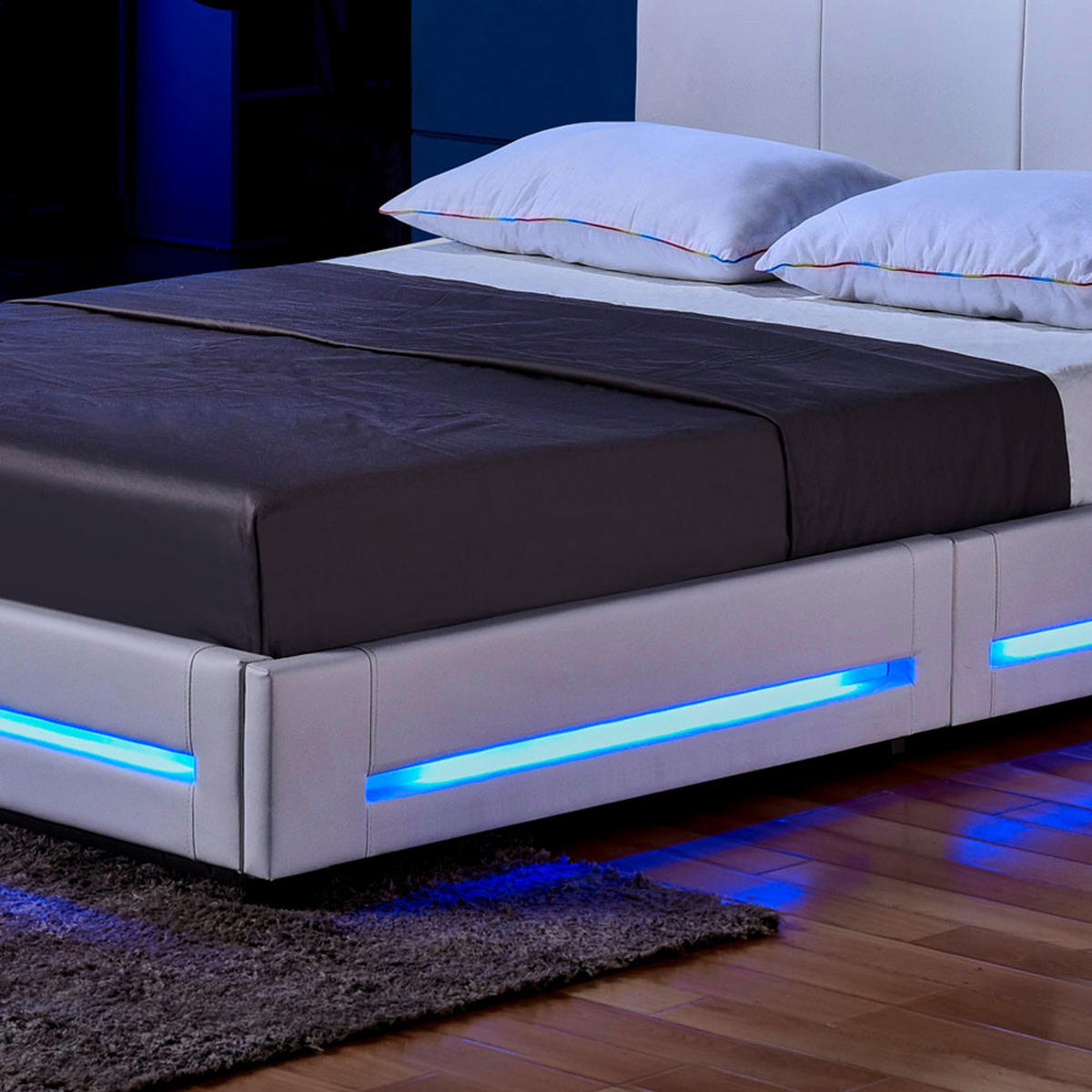 LED BETT ASTEROID - Weiß, 160 x 200 cm - Weiß, Kunststoff - Home Deluxe