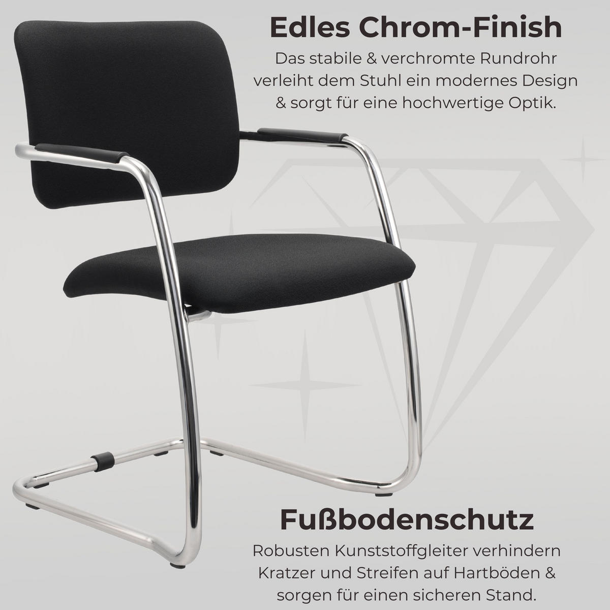FREISCHWINGER Besucherstühle (2er-Set) 59/56/81 cm in Schwarz - Schwarz, Metall (56/81/59cm) - bümö
