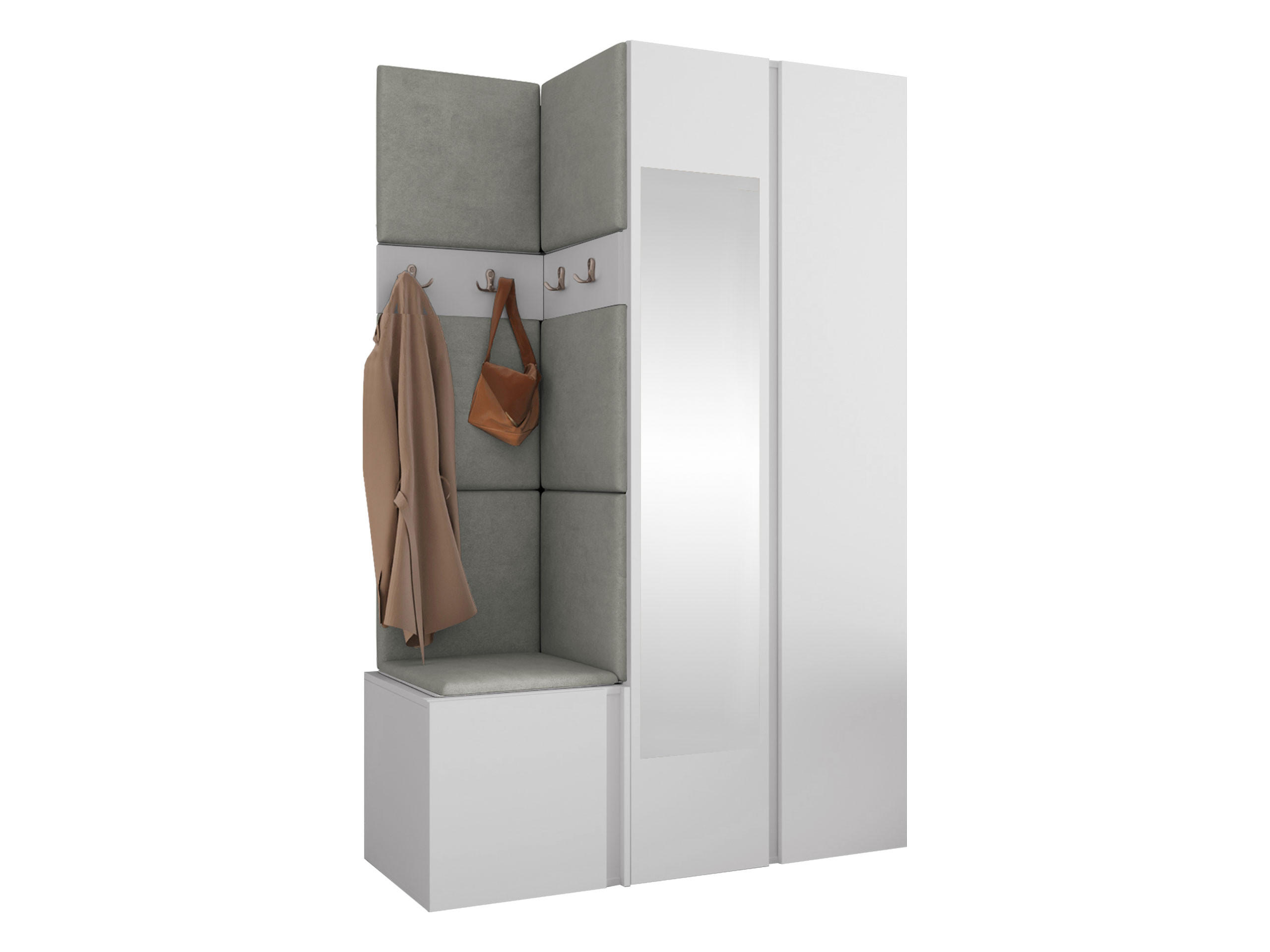 Mirjan24 Garderoben-Set Weiß, Grau 116x186x46 cm