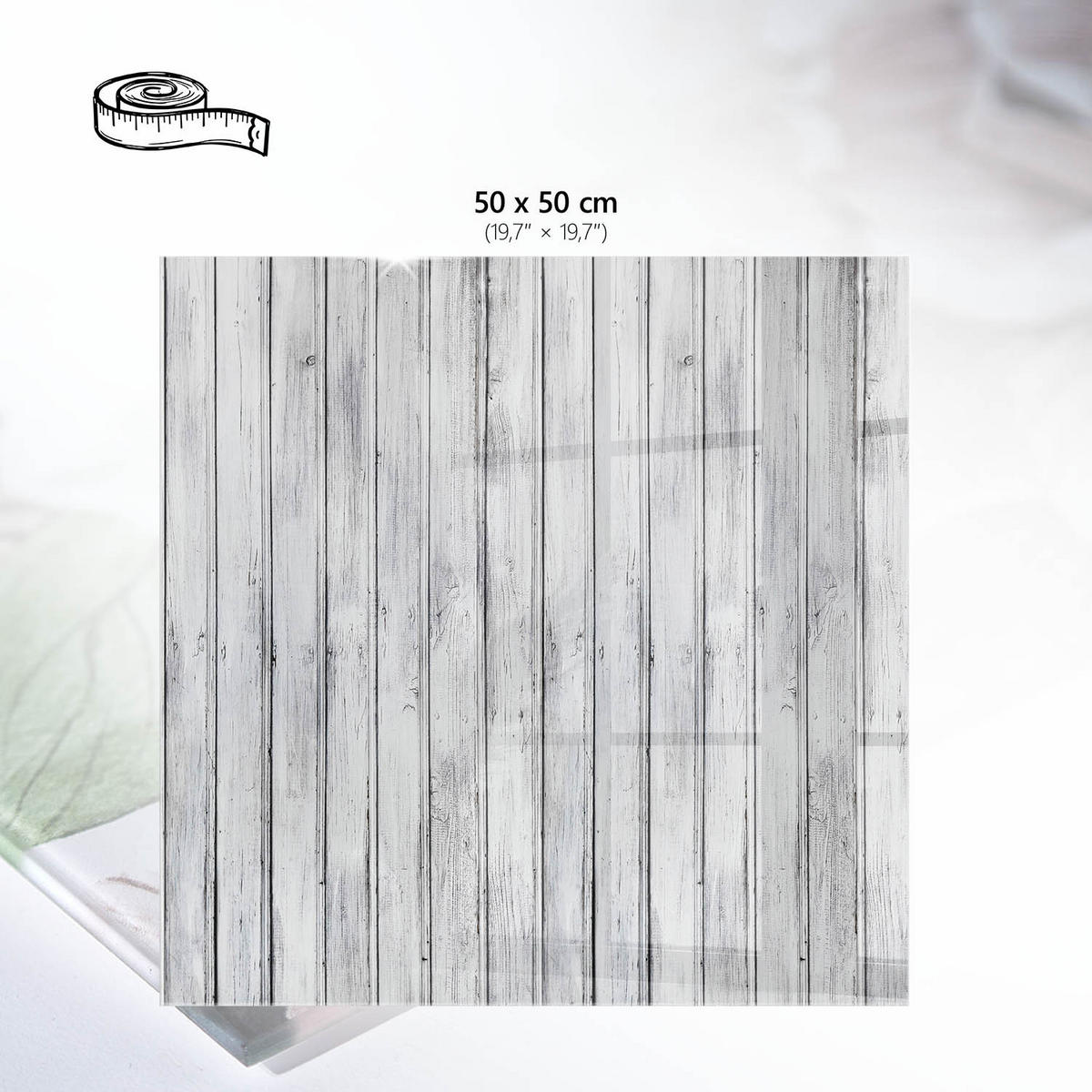 TISCHPLATTE 50x50 cm – Holzstruktur - Braun, Glas (50/50/0.4cm) - Wallfluent