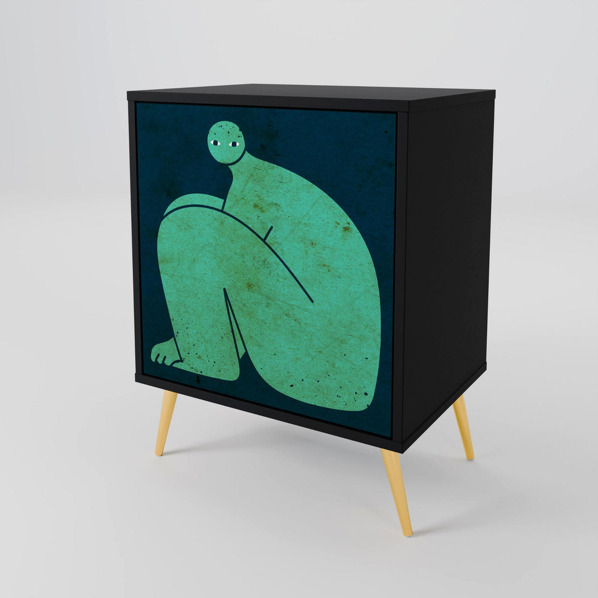 SIDEBOARD TOGETHER BUT SEPARATELY, Schwarz, 57,5x42x67,5 cm, Schwarze Metall-Rahmenfüße - Multicolor/Schwarz, Holzwerkstoff/Metall (57.5/67.5/42cm) - SpaceRebels