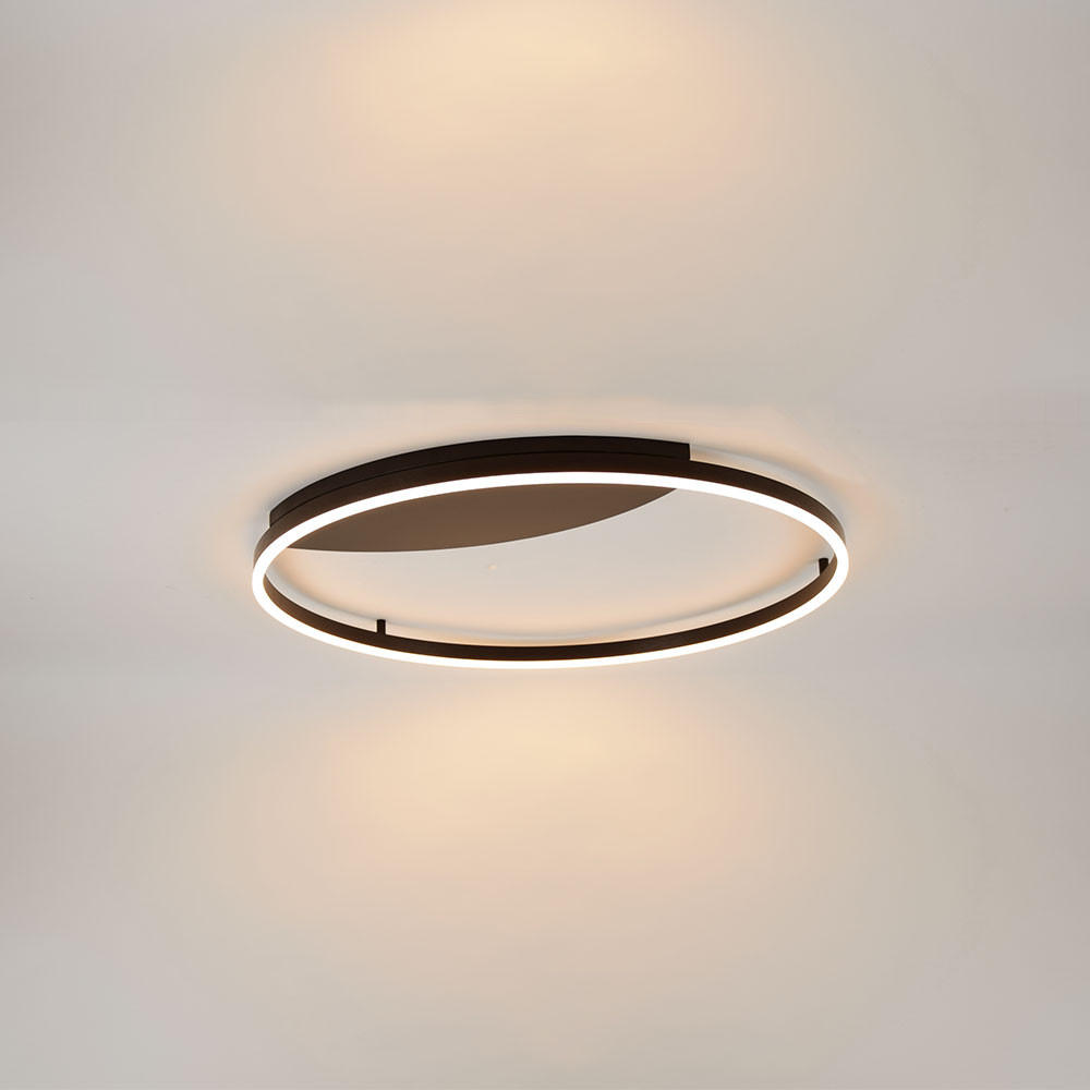 LED-WAND-/DECKENLAMPE Ring Schwarz Ø 80cm - Schwarz, Metall (80/80/5.5cm) - s.luce