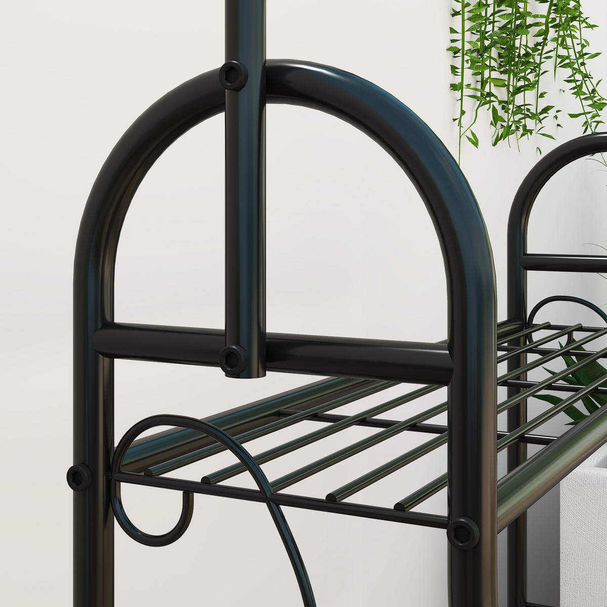 PFLANZENSTÄNDER mit Haken 3-Etagen - Schwarz, Metall (25/137/75cm) - Outsunny