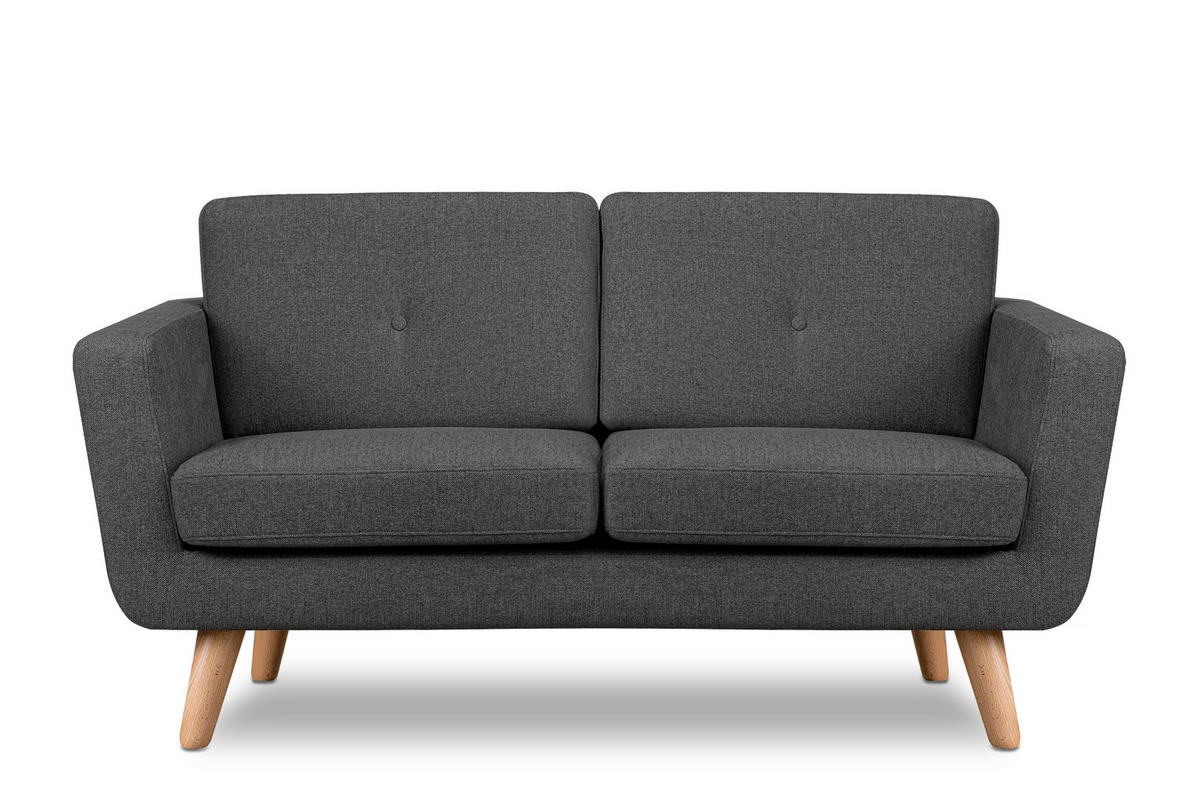 2-SITZER-SOFA TAGIO II mit Armlehnen, Graphit - Graphitfarben, Textil (88/80/153cm) - KONSIMO®