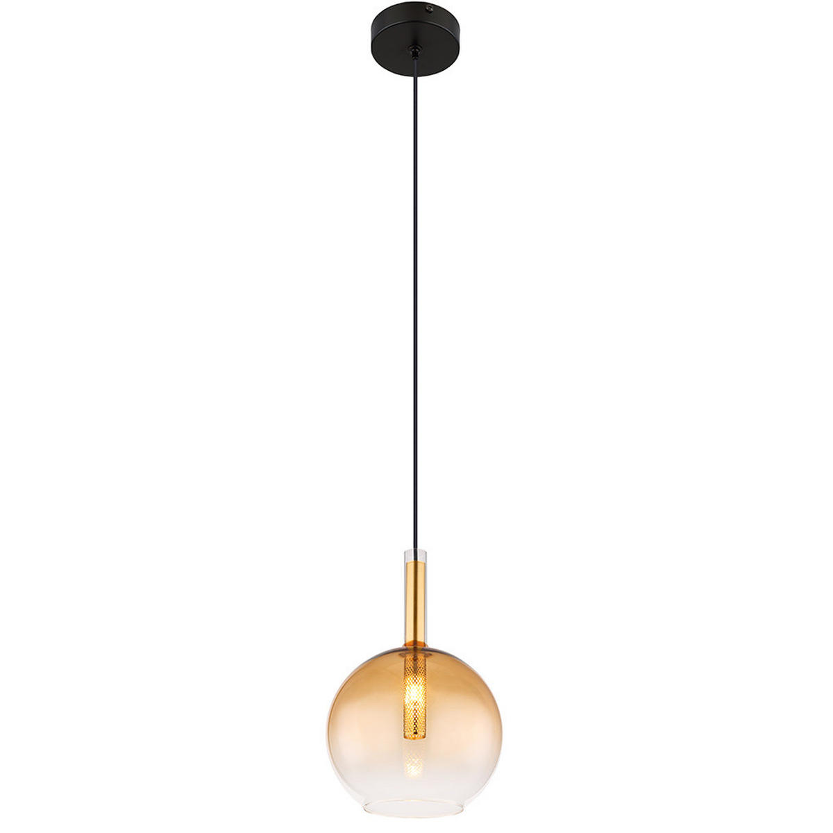 HÄNGELEUCHTE Metall Messing Schwarz - Messingfarben, Glas (18/18/120cm) - Globo Lighting