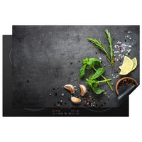 HERDABDECKPLATTE Limette - Kräuter - Gewürze - Grün - Grau - Beton 81x52 cm - Grün, Kunststoff (81/0.2/52cm) - MuchoWow