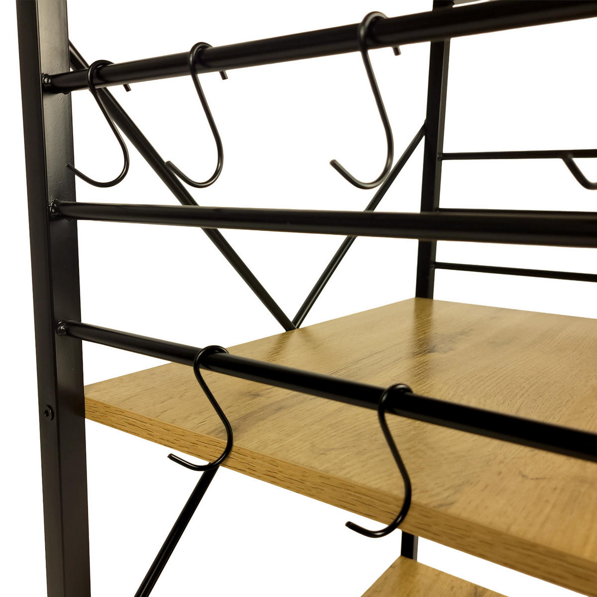 KÜCHENREGAL Holzoptik Metall Eichefarben Schwarz mit Rollen 60×40×90 cm - Eichefarben/Schwarz, Holzwerkstoff/Metall (60/90/40cm) - Begryf