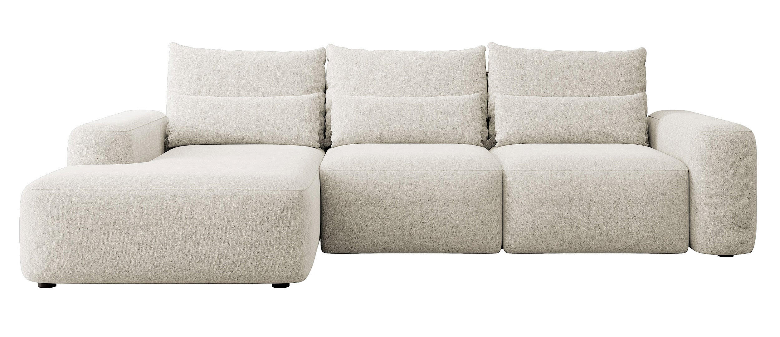 ROHOVÁ POHOVKA Carnos krémová, se žinylkovým potahem, levá - černá/krémová, textil/plast (264/162cm) - Selsey