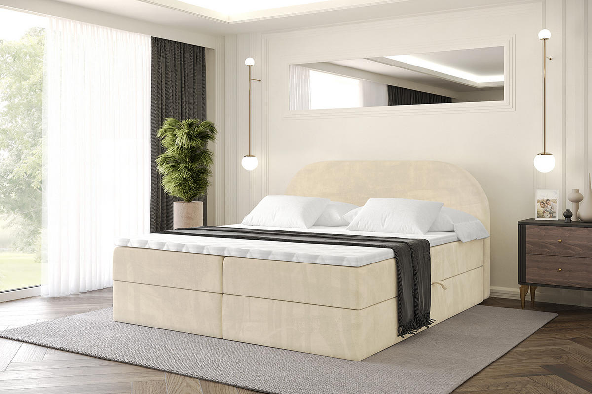 BOXBETT mit Matratze H3 und Lattenrost - NOX - 120x200 - Beige Monolith - Beige, Holzwerkstoff/Kunststoff (120/200cm) - ALTDECOR