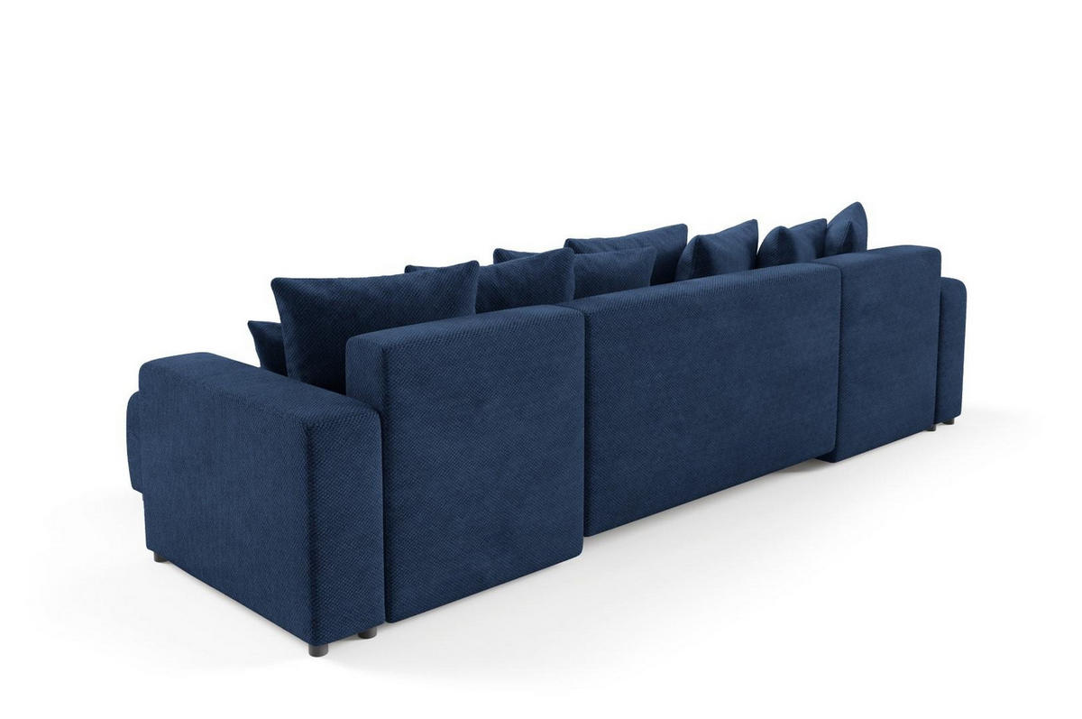 WOHNLANDSCHAFT mit Schlaffunktion Blau - Dunkelblau, Textil (318/88/145cm) - Furnisell