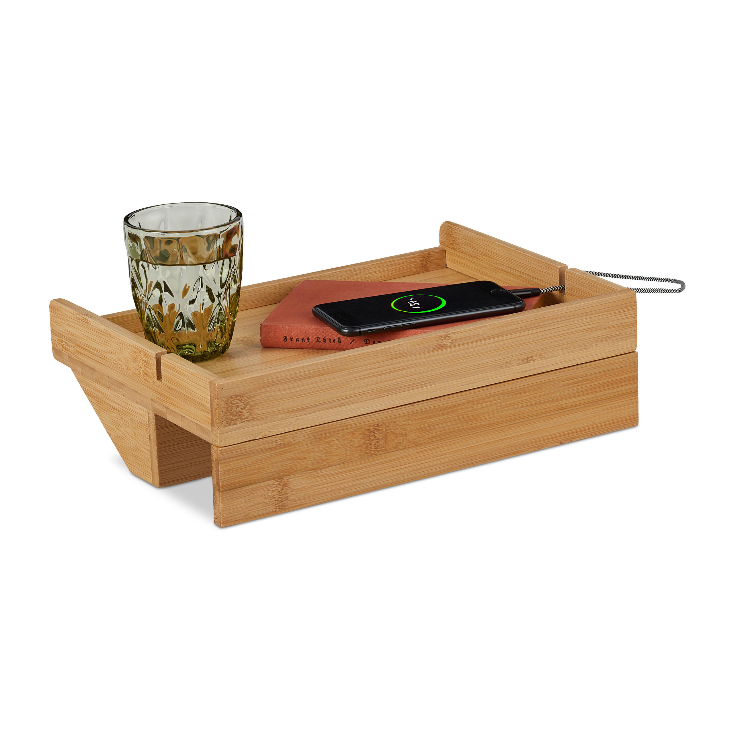 BETTABLAGE - Hellbraun, Holz/Metall (33/10/24cm) - Relaxdays