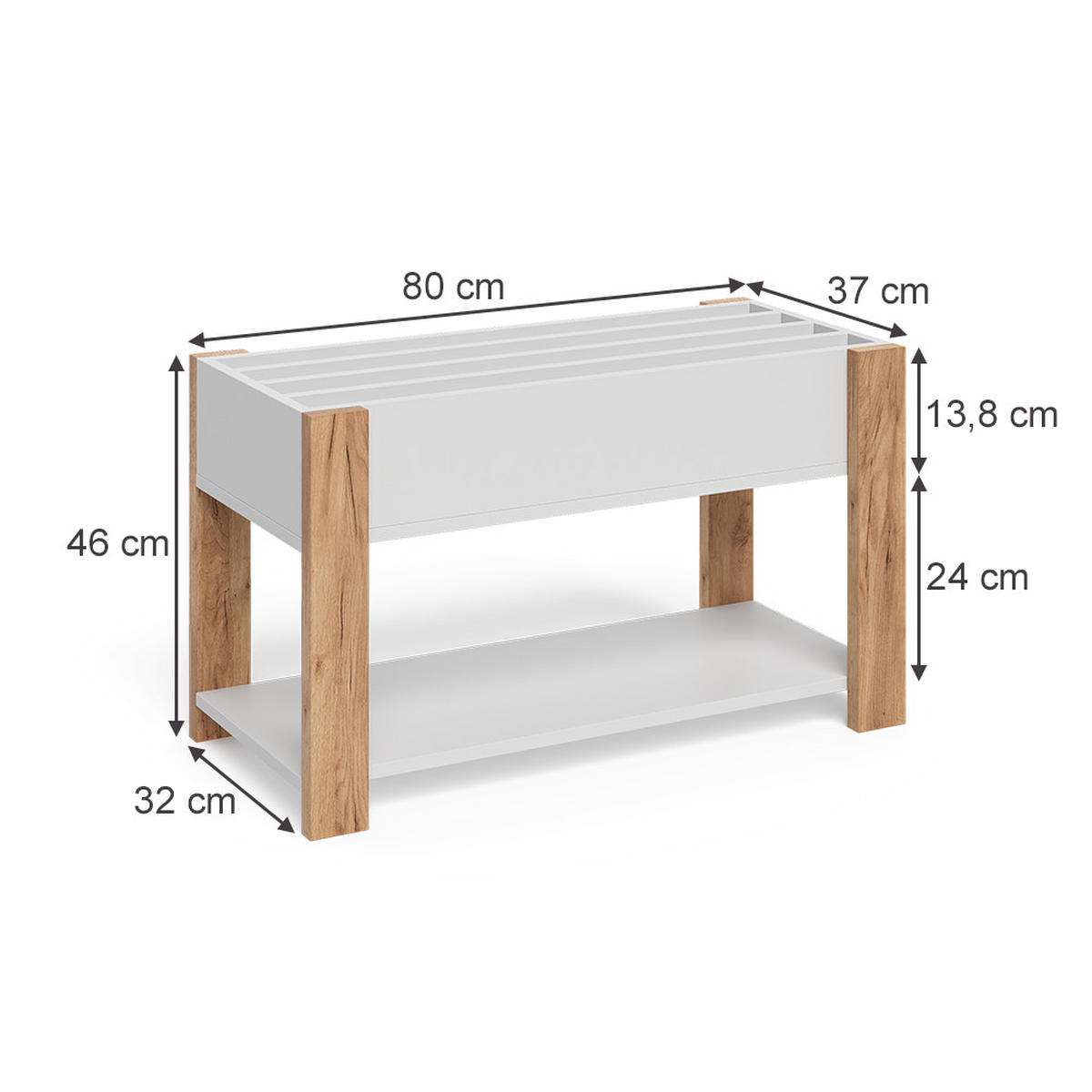 KINDERREGAL Malia Weiß/Artisan 80 x 46 cm - Weiß, Holzwerkstoff (80/46/37cm) - VitaliSpa
