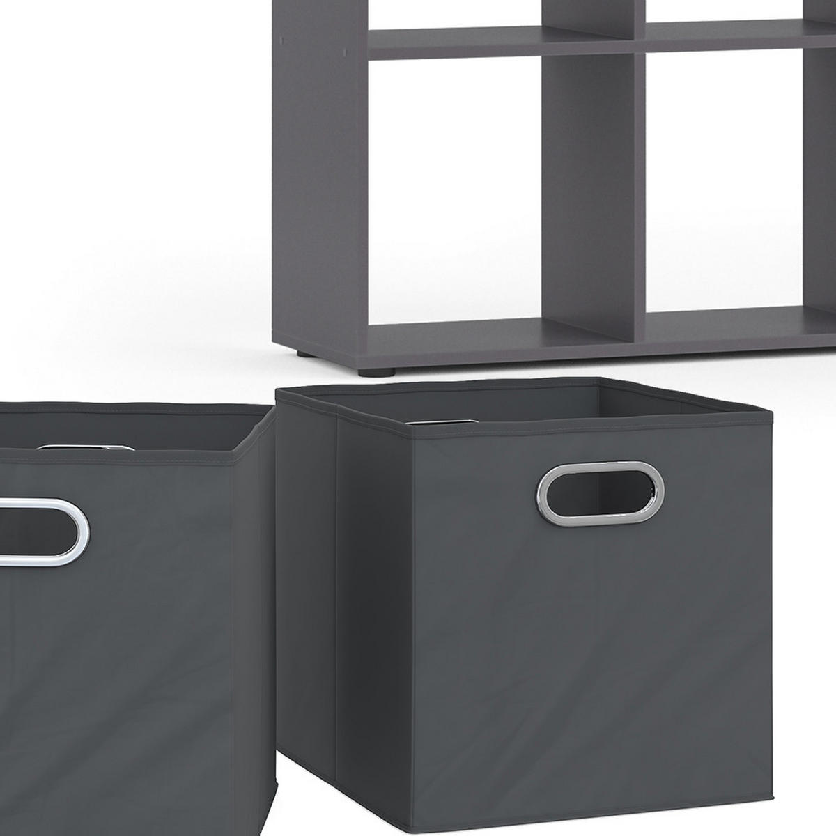 RAUMTEILER Scutum Grau 143 x 72 cm mit 4 Faltboxen - Grau, Holzwerkstoff (143/72/29cm) - Vicco