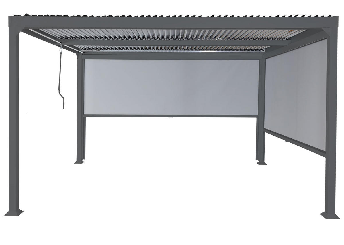 PERGOLA 2x Seitenwand für 3x3,7m 224x370x300cm Anthrazit - Anthrazit, Metall (370/224/300cm) - BERLINLODGE