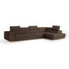 ECKSOFA VICENTE Braun Boucle-Stoff mit Schlaffunktion - Braun, Holz (346/202cm) - MASSENO