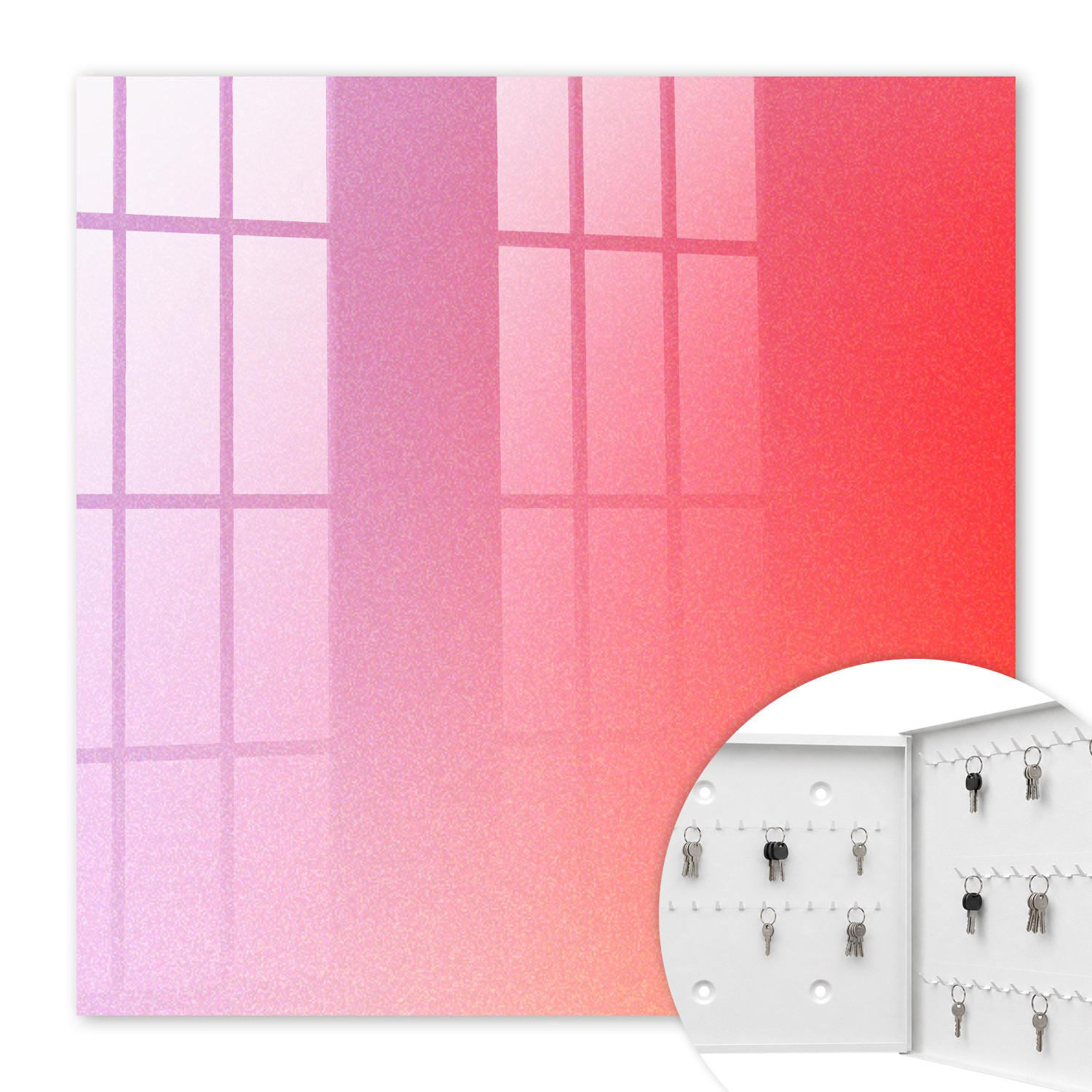 SCHLÜSSELBOX Weiß 30x30 cm – Türöffnung nach rechts - Bunter Nebel - Pink, Metall (30/30/5cm) - TULUP