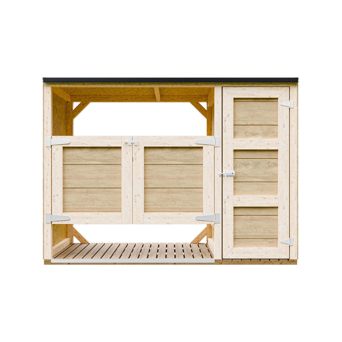 MÜLLTONNENBOX 2er 240L, M981A, aus wetterfestem LP Smartside Holz - Beige, Holz (217/159/75cm) - Timbela