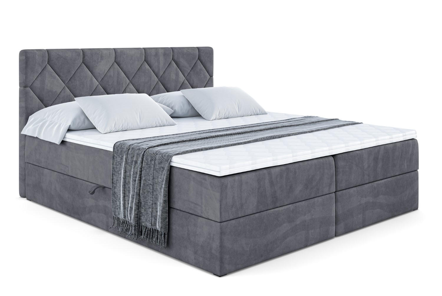 BOXBETT mit Matratze H3 und Lattenrost - CATOR - 180 x 200 Dunkelgrau - Dunkelgrau, Holzwerkstoff (180/200cm) - ALTDECOR