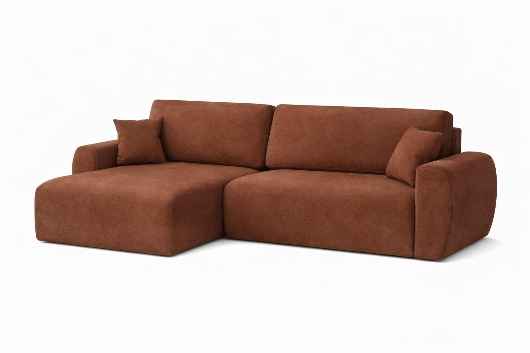 ECKSOFA Mit Schlaffunktion, Ariel XL, Velours, Stoff Salvador, Dunkelbraun, Links - Dunkelbraun, Holz (280/142cm) - Kaiser Möbel