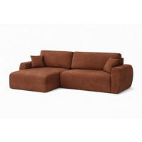 ECKSOFA Mit Schlaffunktion Ariel L, Velours, Stoff Salvador, Dunkelbraun, Links - Dunkelbraun, Holz (250/142cm) - Kaiser Möbel